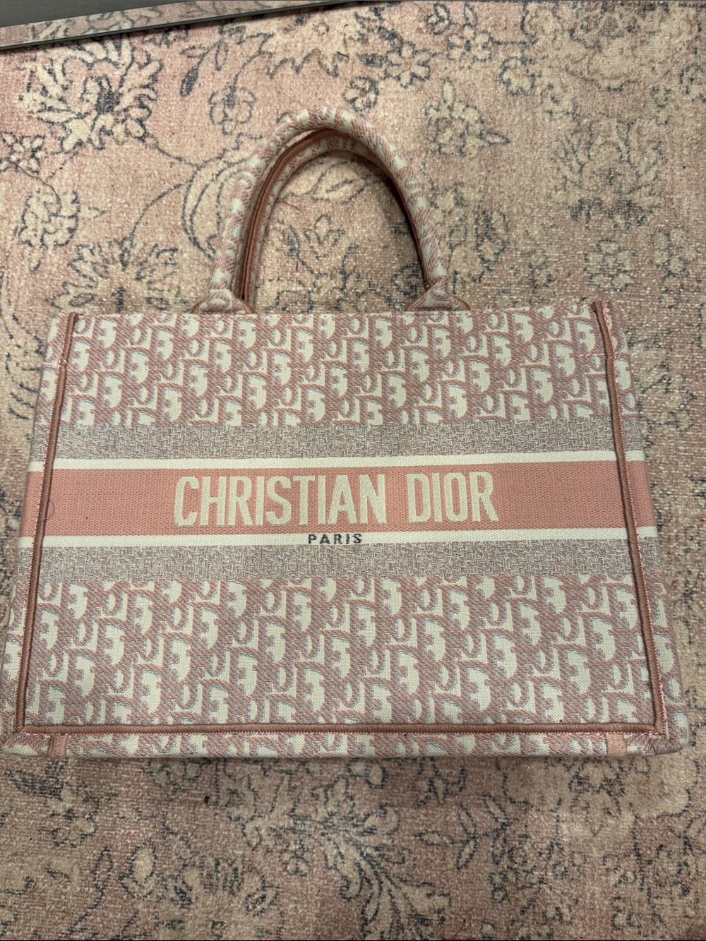 Christian Dior Pink & Cream Oblique Canvas Tote